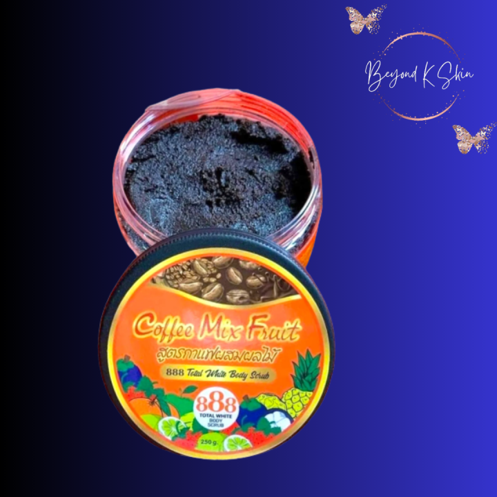 888 Total White Body Scrub Coffee Mix Fruit 250g Lazada PH