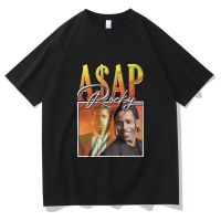 แร็ปเปอร์ผู้ชาย ASAP Rocky ภาพบุคคลเสื้อยืดพิมพ์ลายกราฟิกเสื้อยืดผ้าฝ้ายแฟชั่นสีดำสำหรับฤดูใบไม้ผลิที่ยอดเยี่ยมเสื้อยืดสตรีทแวร์ขนาด5XL 6XL