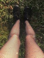 AltGoth Sexy Nightclub Tights Women Mall Goth Punk See Through Mesh High Waist Socks Streetwear Emo Dark Gothic Diamond Socking