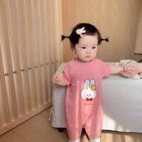 【Ready Stock】 Cotton baby romper, cute cartoon print,newborn short-sleeved jumper, easy-to-change diaper, For 0-12 months