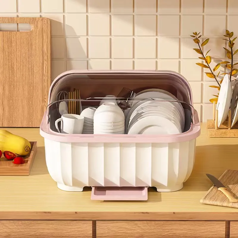 Kitchen Dish Rack with Cover Dust-proof insect-proof Dish drain