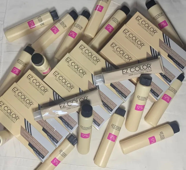 EZ COLOR Hair Coloring Cream 100ml With EZ COLOR Oxidizing Lotion 9