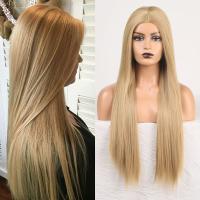 【jw】┋❒ AIMEYA Synthetic No Wig Ash Blonde Middle Part Straight Hair Resistant Wigs for