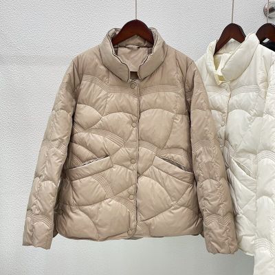 Women Autumn Winter Jackets 2023 New Female Fashion Stand Collar Ultra Lightweight White Duck Down Coat Plus Size Clothing Y74
