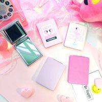 Mini Pocket Mirror Pink Folding Portable Mirror Print Double-Sided Mirrors Grey Square Cute Mirror For Girls Mirrors