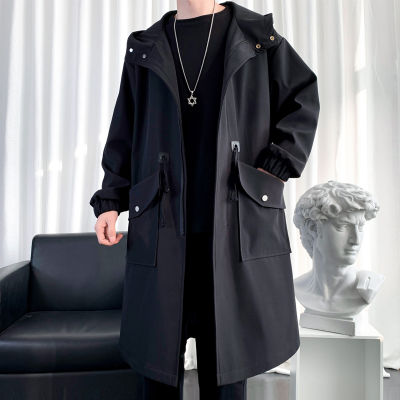 New Fashion Korean Style Windbreaker Mens Fashion Coat Casual Slim Fit Slim Long Mens Windbreaker Jacket Men 2022