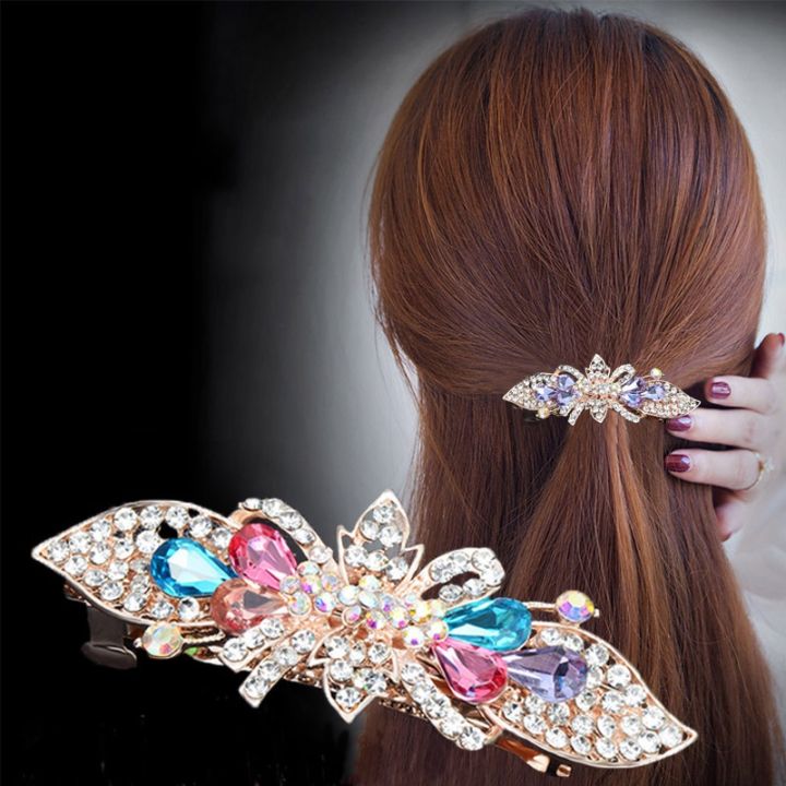 womens-korean-white-crystal-diamond-flower-mother-hairpin-hair-accessories-temperament-spring-clip-wild-plate-hair-top-clip