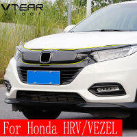 For Honda HRV / VEZEL / H-RV 2019-2021 Cover bright strips Front bumper Front mesh trim strips decorative stickers Auto parts supplies