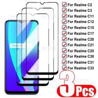 3ชิ้นแก้วป้องกันสำหรับ Realme C20 C21 C25 C15นิรภัย C3i Realme 25S C21y สำหรับกระจก C33 C12 Q3 C20a C30 C31 C35