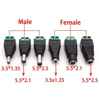2PCS male and female DC Power plug 5.5 x 2.1MM 5.5*2.5MM 3.5*1.35MM 12V 24V Jack Adapter Connector Plug CCTV 5.5x2.1 2.5 1.35  Wires Leads Adapters
