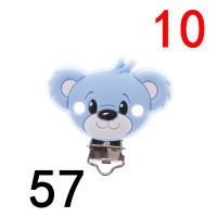 10pcs Silicone Bear Clips Metal Pacifier Clip Holder Teething Beads Clips Pacifier Chain Accessories Set Newborn Pacifier Clips