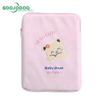 GOOJODOQ Computer bag, bear embroidery, flat plush bag, ipad handbag, daily necessities, puppy storage bag, hand