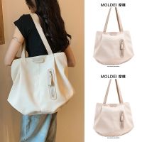 Summer large-capacity commuting single-shoulder tote bag ladies 2023 new summer cloth bag zipper canvas bag 【QYUE】
