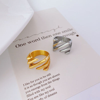 แฟชั่นที่เรียบง่ายไทเทเนียมแหวนเหล็กผู้หญิงออกแบบความรู้สึกเฉพาะชั้นสูง 18K อารมณ์ทองสแตนเลสแหวนแฟชั่น L6IQ