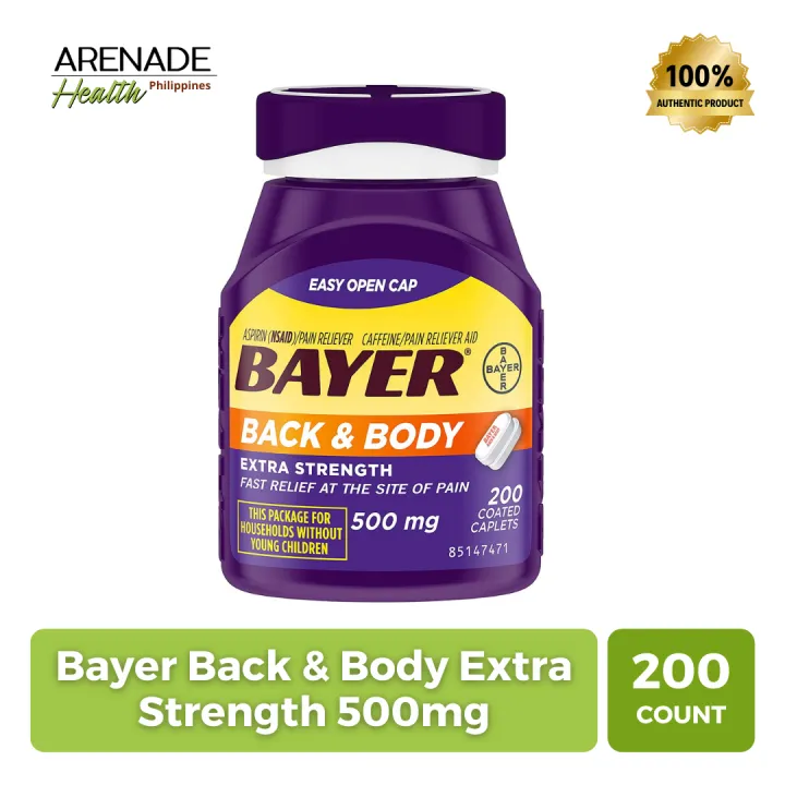 Bayer Back &amp; Body Extra Strength 500mg Coated Tablets (200 Count ...