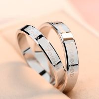 ✕۞ Silver light smooth closed lettering luxury lovers ring a contracted commemorative gift both mens and womens buddhist monastic discipline a ring