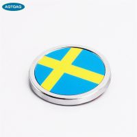 1 Pcs Car Exterior Accessories Sweden Flag Sticker Metal MINI Round Emblem For  Toyota Rover Dodge Skoda Wall Stickers Decals