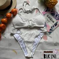 ? SHEIN BIKINI ชุดว่ายน้ำแฟชั่น ชุดว่ายน้ำสีขาว พร้อมส่งจากไทย WHITE SIZE S M L #SHWHT004