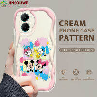 (คลังสินค้าพร้อม) เคสเคสมือถือสำหรับ Realme C33เคสมือถือสำหรับการ์ตูนเด็กหญิงเด็กชายมิกกี้มินนี่เนื้อครีมเคสนิ่มขอบลอน