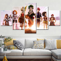 Japanese Animation Figure Poster My Hero Academia Anime Wall Art Canvas Set Modular Wall Pictures for Kids Room Decoration Frame