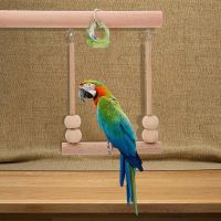 DANGSTORA ไม้แขวนแบบโต้ตอบ Macaws Lovebird Atoo สำหรับนกแก้ว Parakeets กับชามอาหารนกเกาะขอนนกของเล่นนกแก้วชิงช้าแบบตั้ง Atiel ของเล่นเชือกกัดสำหรับสุนัข