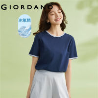 Hot ”Giordano ผู้หญิงเสื้อยืด High-Tech Cooling Contrast สีฤดูร้อน Tee แขนสั้น Crewneck ซิม pleple แฟชั่น Casual târts 13323312