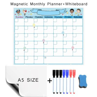 Magnetic White Board Markers Soft Weekly Monthly Planner Dry Erase Board for Calendar Fridge Stickers Memo Classroom Calendars