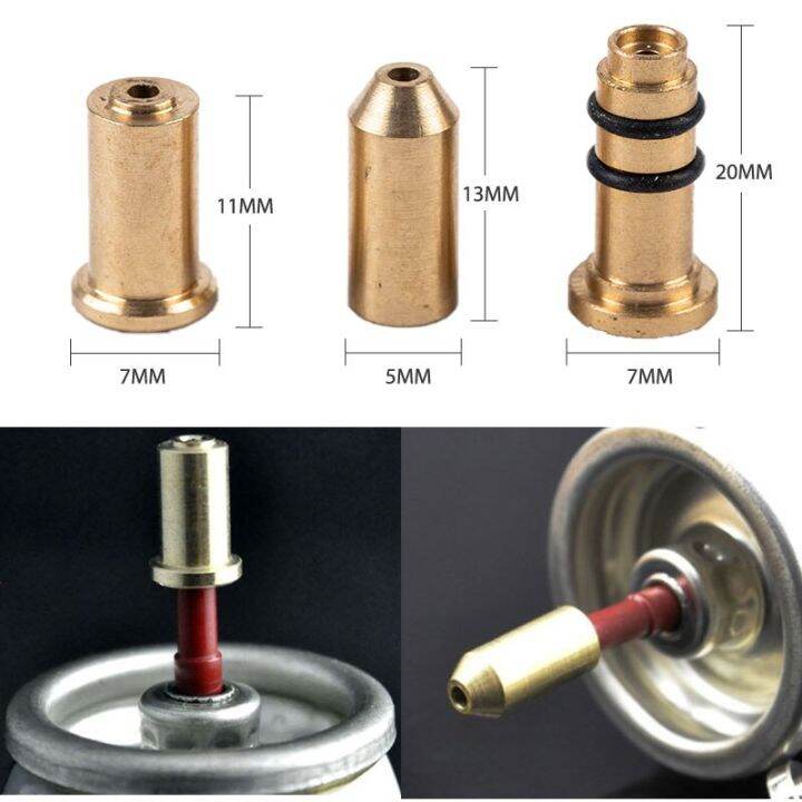 3Pcs Reusable Brass Copper Nozzle Refill Butane Gas Adapter Inflatable