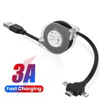 1/2m 3 In 1 USB Charge Cable 8 Pin/Micro USB/Type C Kable Portable Retractable 3A Fast Charging Cord For iPhone 14 13 12 XS X XR