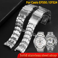 สำหรับ Casio EF-550D EF-524เหล็กสายรัดข้อมือผู้ชาย5051 EF-524D โลหะเข็มขัดสแตนเลสสายนาฬิกาข้อมือ22มิลลิเมตรดูโซ่อุปกรณ์เสริม