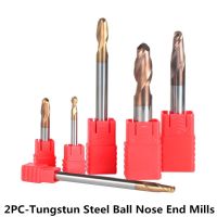 2pc / lots R0.5-R6.0 ทังสเตนเหล็ก End Mills Ball Nose Head Milling Cutters 2F HRC55 Spiral Bit Milling Cutter Tools Router bits