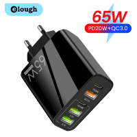 Elough USB Charger Fast Charging 65W USB Type C Charger PD QC3.0อะแดปเตอร์โทรศัพท์มือถือสำหรับ iPhone Xiaomi Huawei Samsung iPad แท็บเล็ต