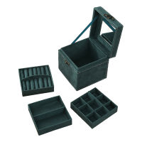 Ins Wind Dark Green Capacity Multi-Layer Jewelry Storage Box Earrings Jewelry Necklace Jewelry Box