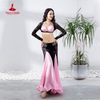 hot【DT】 Belly Competition Costume for Sleeves bra skirt 3pcs Kids Dancing Performance Wear