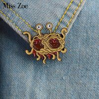 Pastafarianism Enamel Pin Flying Spaghetti Monsterism Badge Brooch FSM Denim Jeans Shirt for