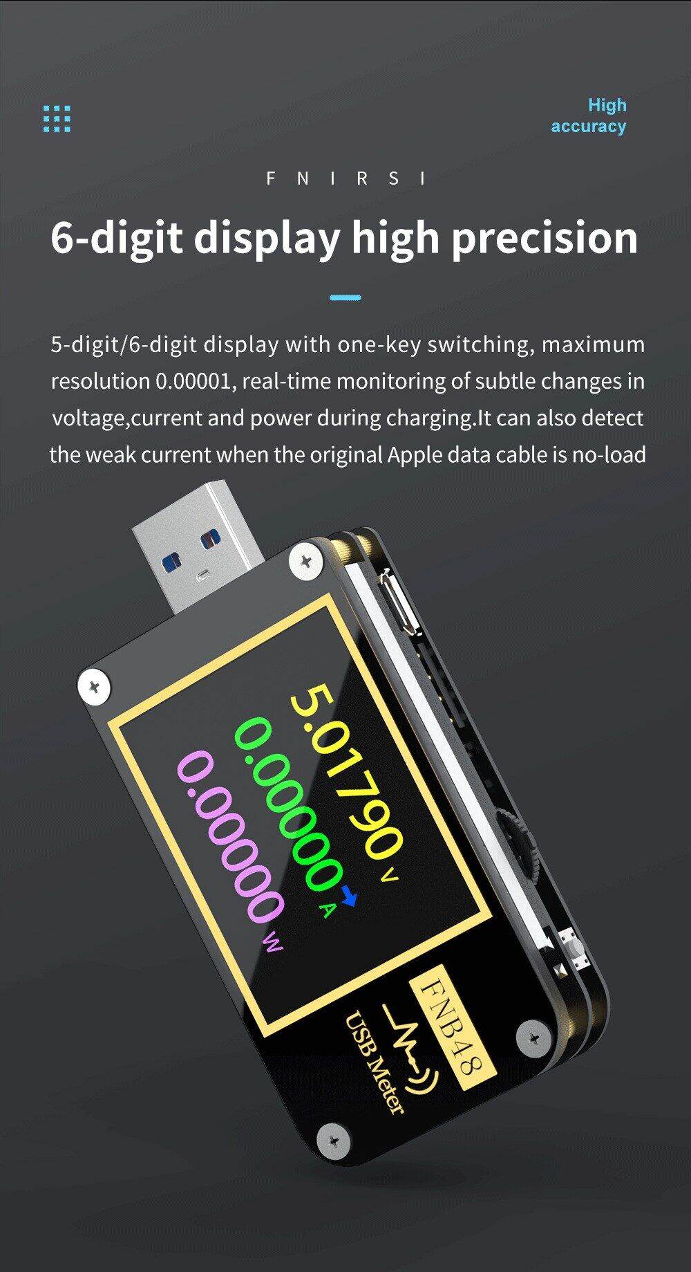 ระบบที่ทดสอบ USB FNB48 FNB58 FNIRSI โวลต์มิเตอร์แอมมิเตอร์การตรวจจับการ ...