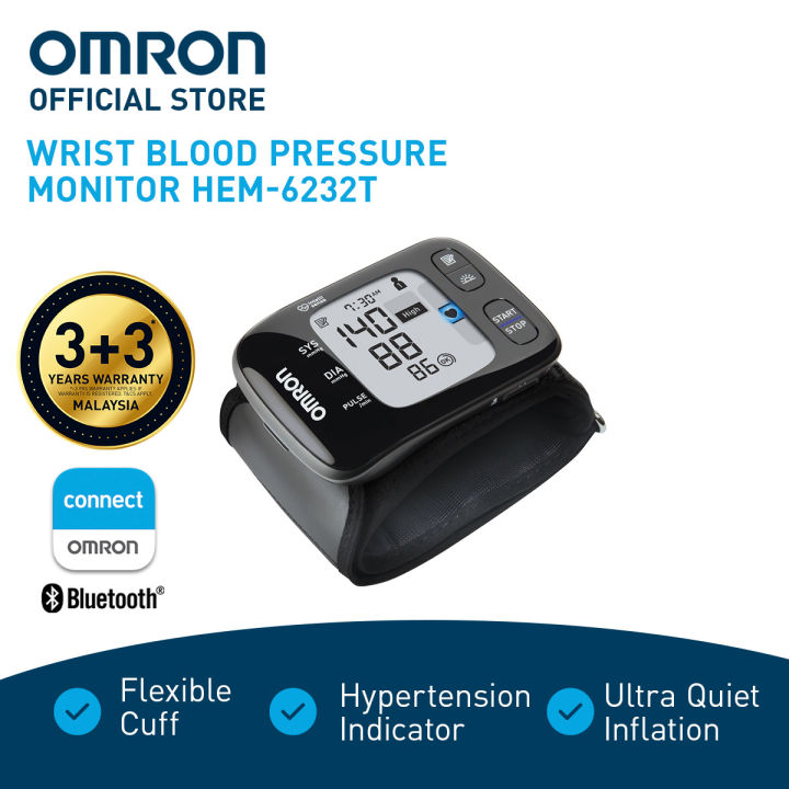 Omron HEM 6232T Arm Wrist Blood Pressure Monitor (Black) Bluetooth