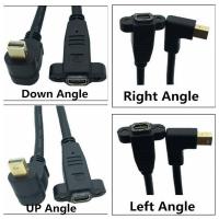 Right Left Up Down 90 Degrees Angled Mini DP To Mini DP Cable Mini DisplayPort Male To Female Extender Screw Panel Mount Cable