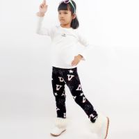 [COD] Childrens trousers winter printing plus velvet thick girls leggings elastic children wholesale special price