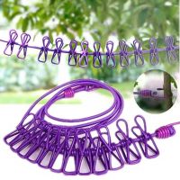 Windproof Portable Outdoor Clothesline Easy To Take Hanging Rope Windbreak Non-slip Clotheslin with 12 Clothespins Clothes Dryer