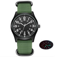 Japan Quartz Movement Men Watch Military 42mm Dial Watches Air Force Field Nylon Strap Wrist 24 Hours Display Nightseeing Clock