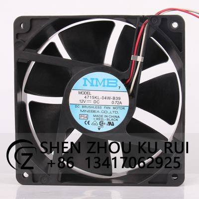 Case Fan Dual Ball Bearing for NMB 12038 120x120x38mm 12CM 4715KL-04W-B39 DC12V 0.72A 3-wire High Airflow Cooling Fan