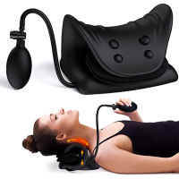 Neck Massager Pillow Adjustable Height with Airbag Neck Shoulder Relax Cervical Traction Device for TMJ Pain Relief and Cervical Spine Alignment