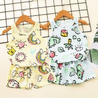 Summer Boys Girls Sleeveless Cotton Pajamas Sets Childrens Sleepwear Baby Homewear Teen Girls Pajama for 1-9Years Rainbow Pjs