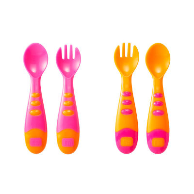 อุปกรณ์ทานอาหารเด็กเล็ก mothercare easy grip spoon and fork set - 4 pieces pink PB854
