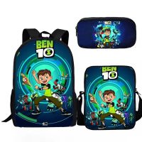 ✑  Cartoon ben10 3pcs/Set Print School Student Bookbag Laptop Daypack Shoulder