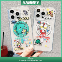 HANNEY สำหรับ iPhone 15 14 13 12 11 Pro Max Plus เคสโทรศัพท์ลายไดโนเสาร์น่ารักตัวการ์ตูนคู่เคสซิลิโคนนิ่มกันกระแทกชาร์จไร้สาย ฝาหลังโปร่งใส CPH-01