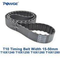 {RUIO} POWGE เข็มขัดเวลาซิงโครนัส T10 C 1240/1250/1260/1280ความกว้าง15/20/25/30/40/50มม. T10X1240ยาง T10X1250 T10X1260 T10X1280