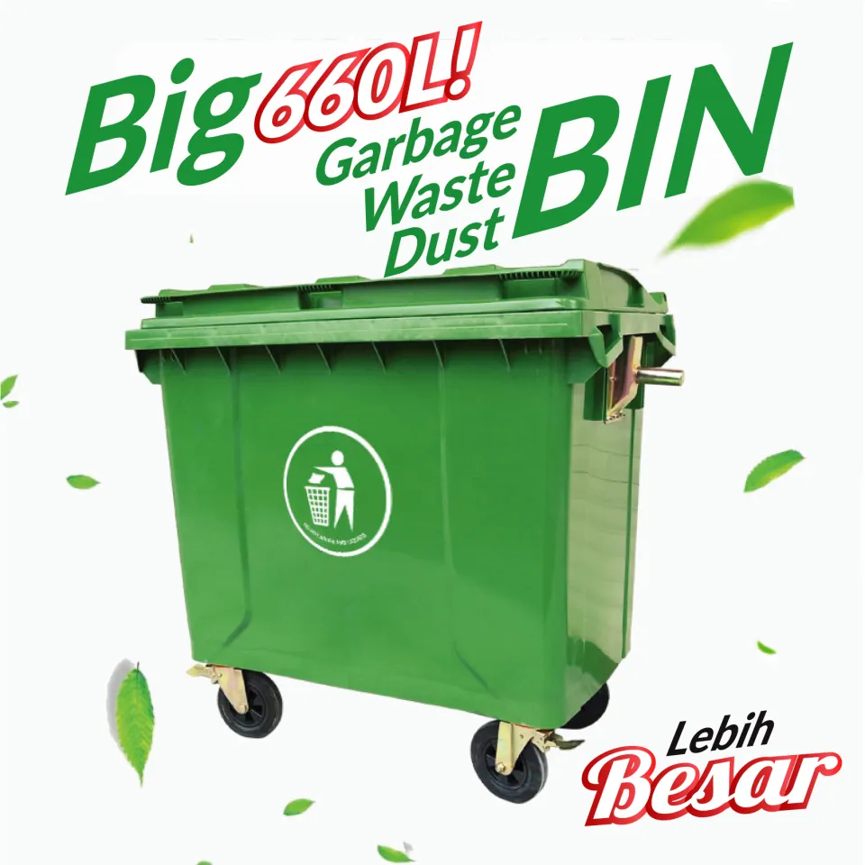 Outdoor Trash Can 660L Outdoor Trash Can with Universal Wheels  Large-capacity Trash Can with Lid Thickened Plastic Sanitation Trailer  Trash Can, Green