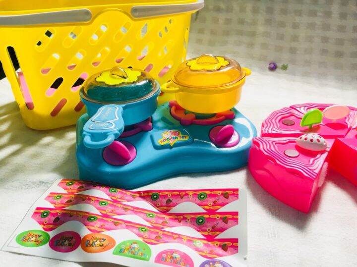 ของเล่นชุดตะกร้าครัว-พร้อมเค้ก-baby-toys-kitchen-basket-set-ตะกร้าสีเขียว